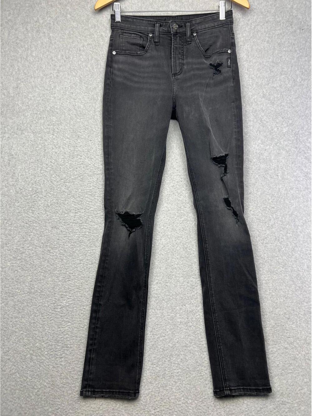 Silver Jeans Beau Distress Stretch Womens Size 1/2 26W/28L Dark Wash Western